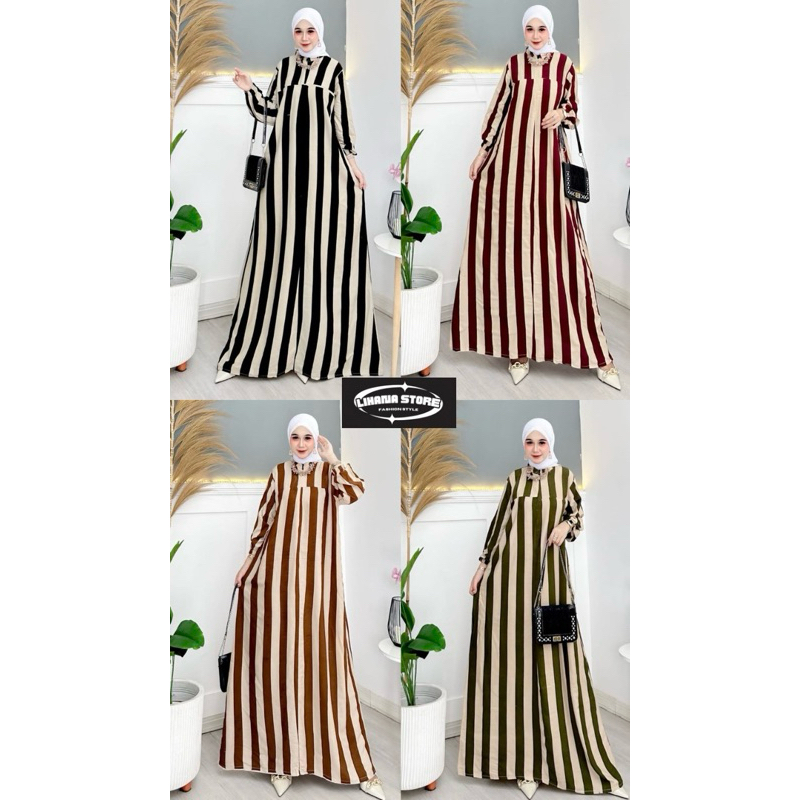 ATIYA DRESS / GAMIS RAYON KOMBINASI / GAMIS RAYON MOTIF SALUR lihanastore