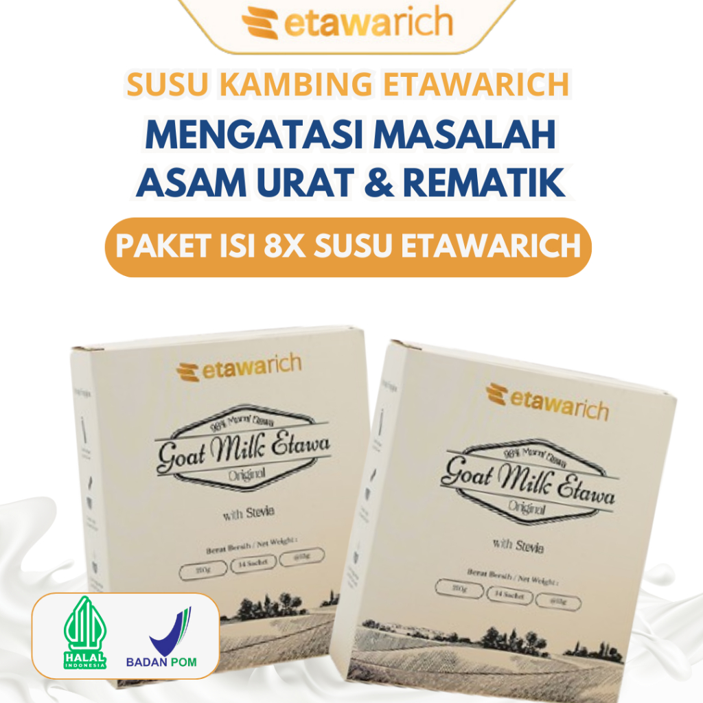 

Etawarich Paket 8 Box Susu Kambing Etawa Original Bantu Atasi Masalah Asam Urat dan Rematik