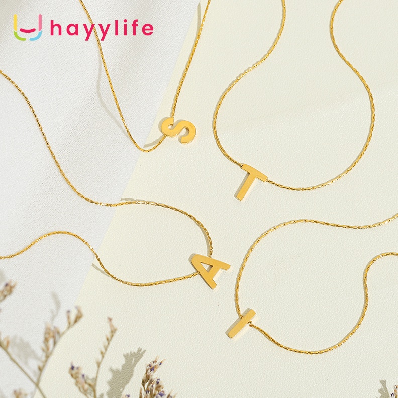 ART T63D Hayylife Kalung huruf  kalung liontin huruf huruf rantai berlapis emas 18K SATFAA43