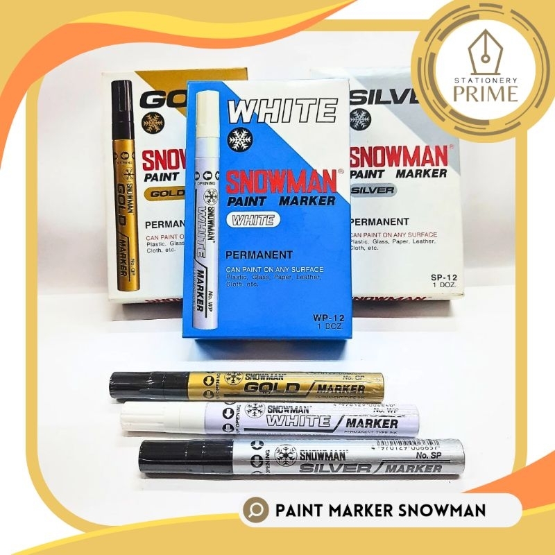 

Spidol Paint Marker Snowman Permanent Putih Gold Silver [PIECE]