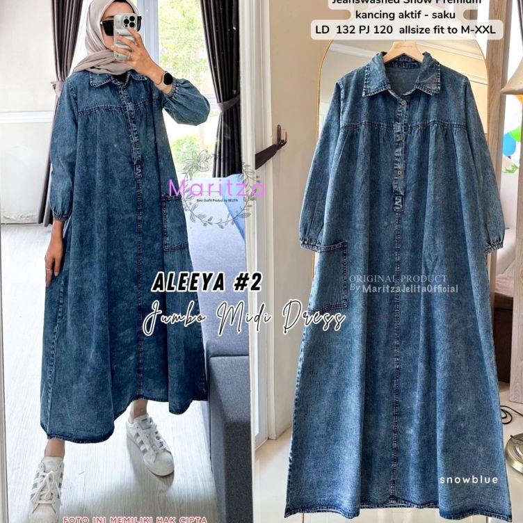 KODE G54F Aleeya 2 Jumbo Midi Dress Original Maritza  Midi Dress Viral 223