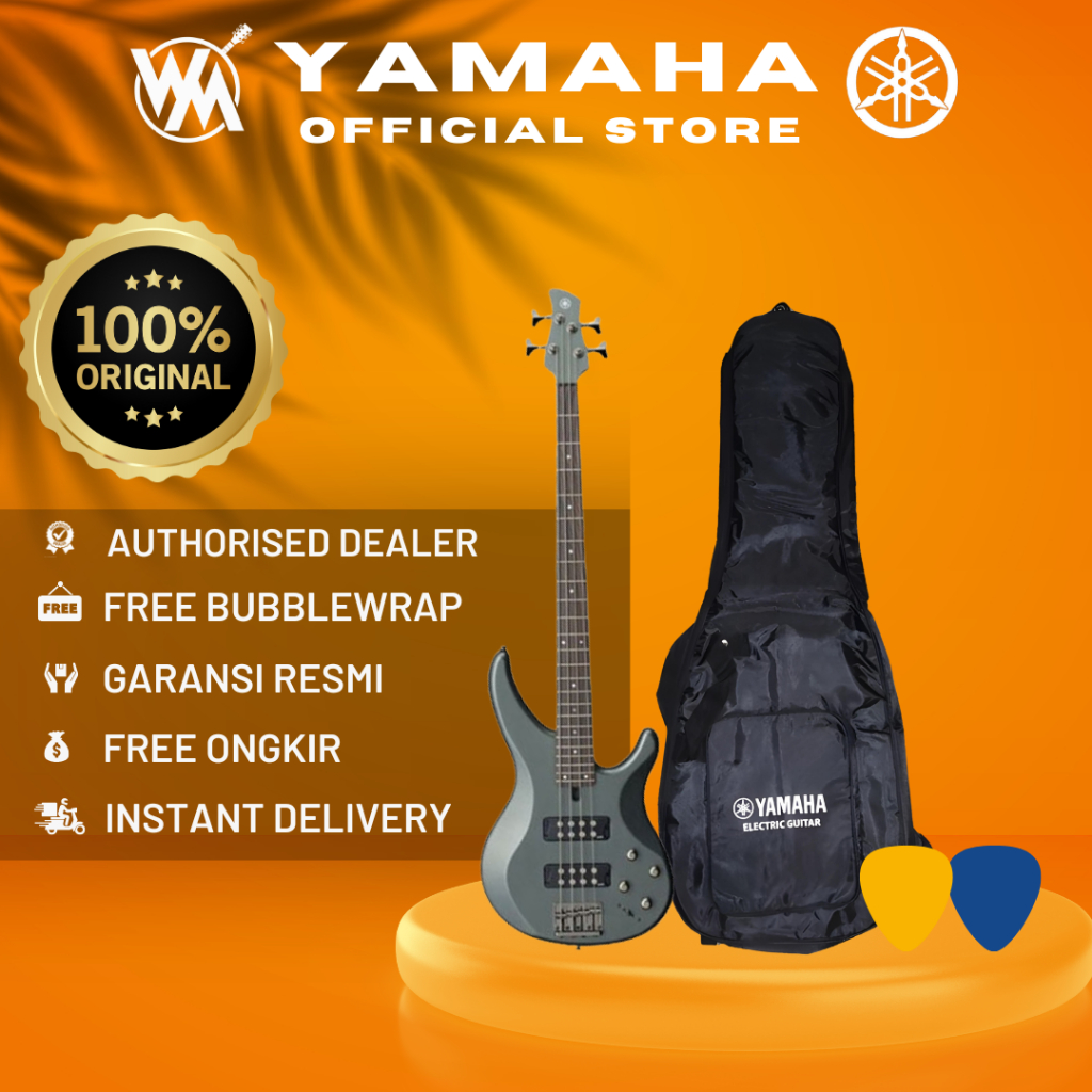 Yamaha Gitar Elektrik Bass TRBX304 / TRBX 304 / TRBX-304 - MIST GREEN + Softcase Dan 2 Pick