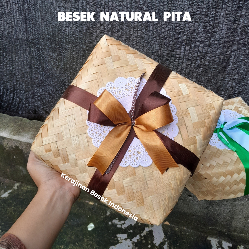 

SEPASANG BESEK NATURAL FREE PITA MURAH ANEKA UKURAN Box nasi snack kotak anyaman catering hampers
