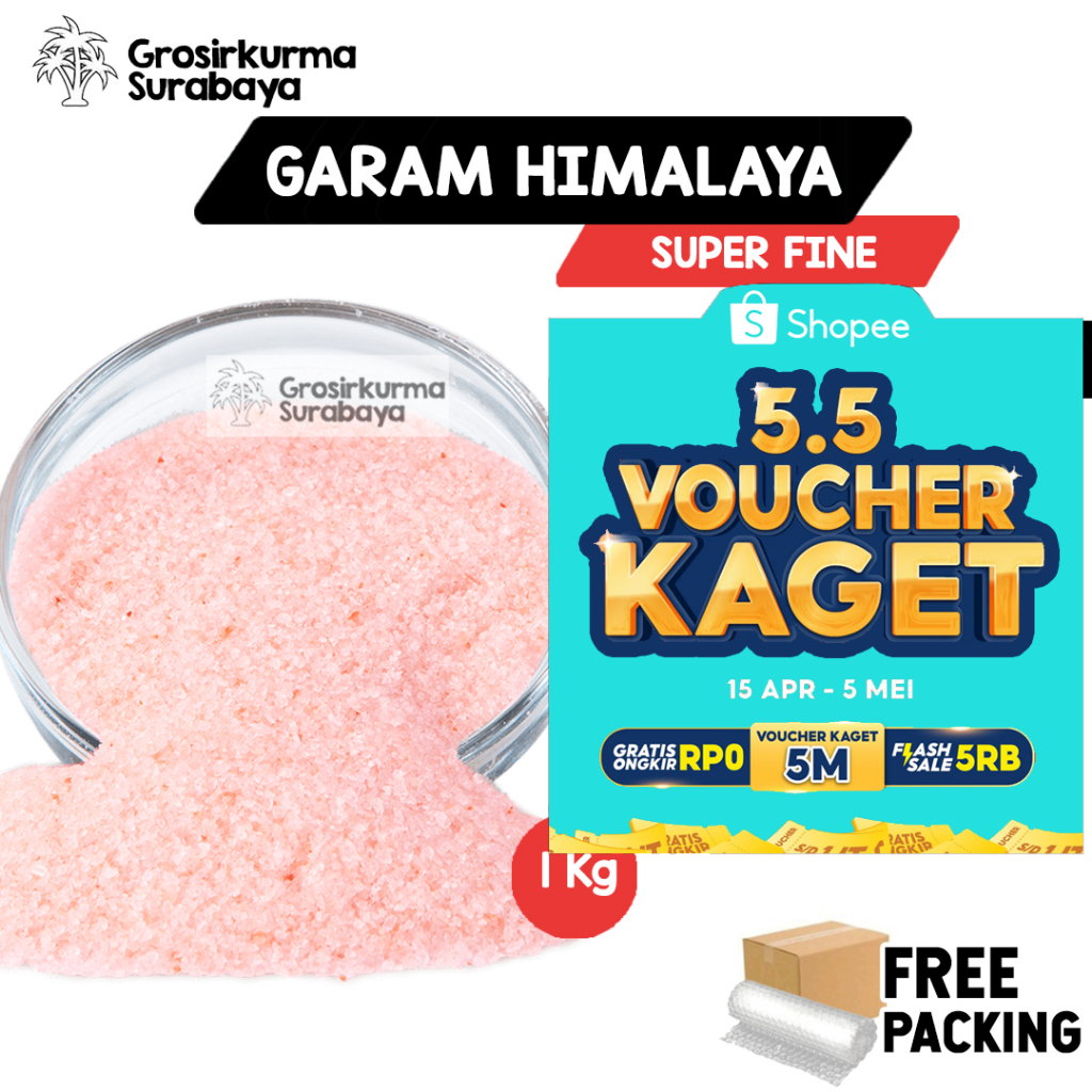 

GARAM HIMALAYA PREMIUM 1KG Organic Lebih Kaya Nutrisi Pink Rock Himalayan Salt Natural Rempah Alami