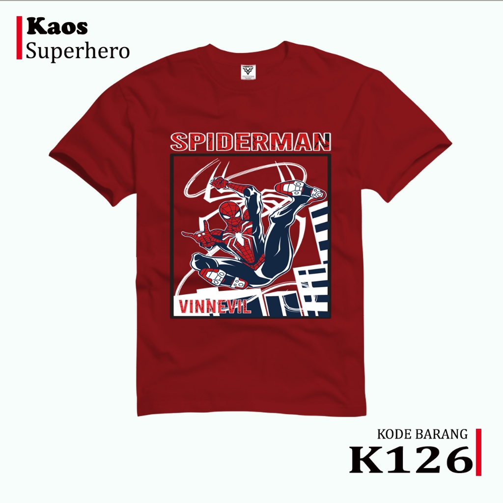 Baju Anak Superhero Motif Spiderman Laba-Laba Kaos Anak Termurah Bandung