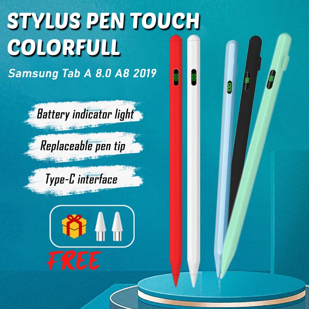 Stylus Pen Samsung Galaxy Tab A 8.0 A8 2019 Touch Pen Universal Magnetic Colorfull LED Display Bater