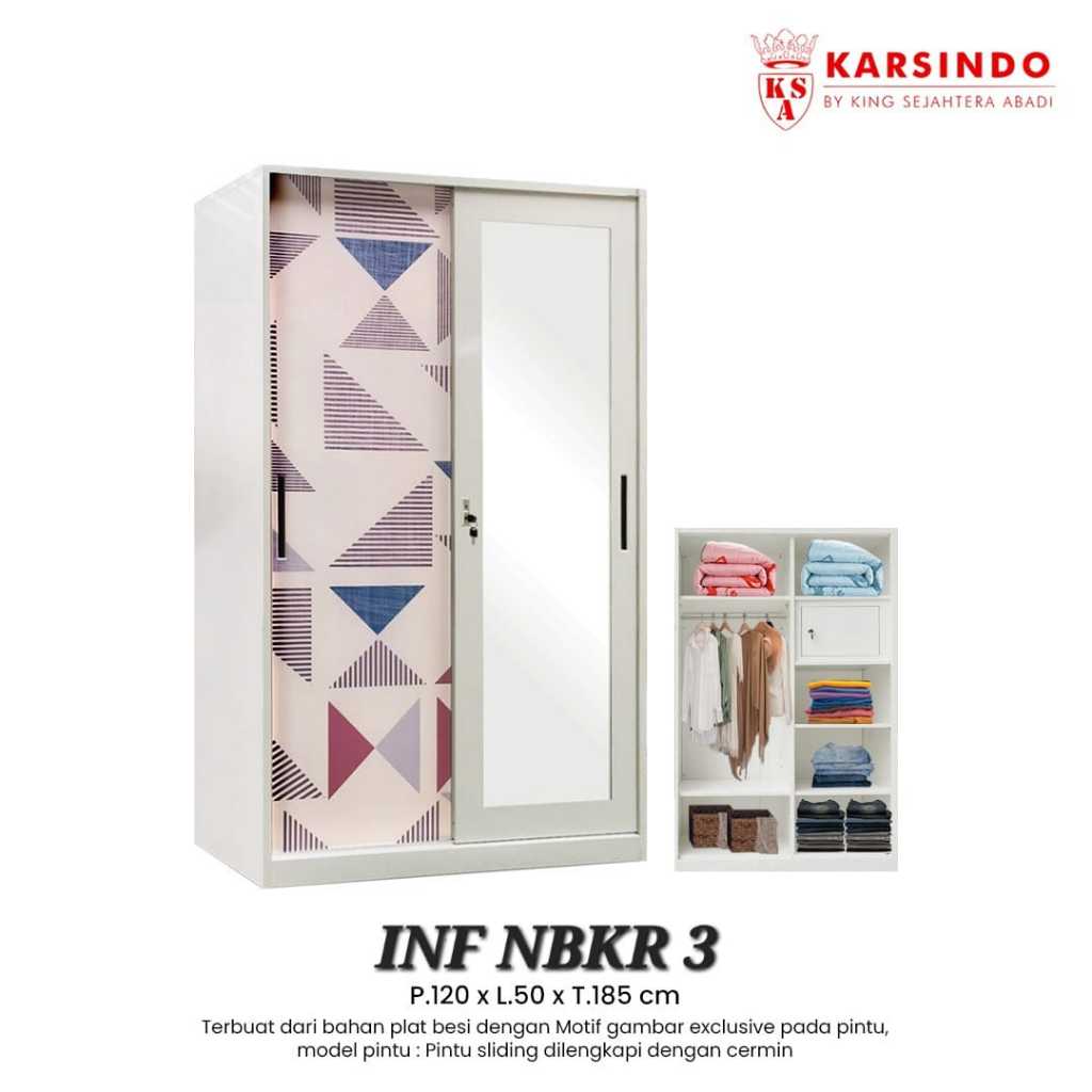 Lemari Baju 2 Pintu Geser / Lemari Pakaian Besi NBKR