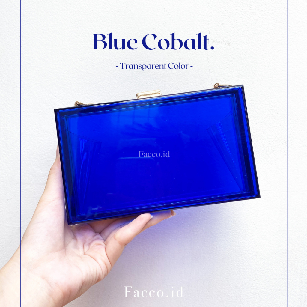 READY STOCK TAS AKRILIK BIRU NAVY TRANSPARANT BLUE COBALT / Tas Pesta / Tas Bening / Tas Transparant