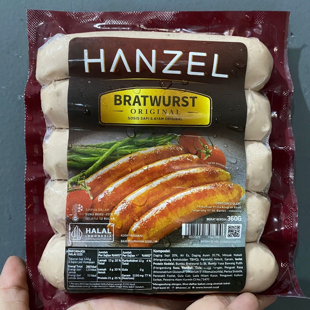 

Hanzel Bratwurst Original/Sosis Kombinasi Sapi dan Ayam 360 Gram