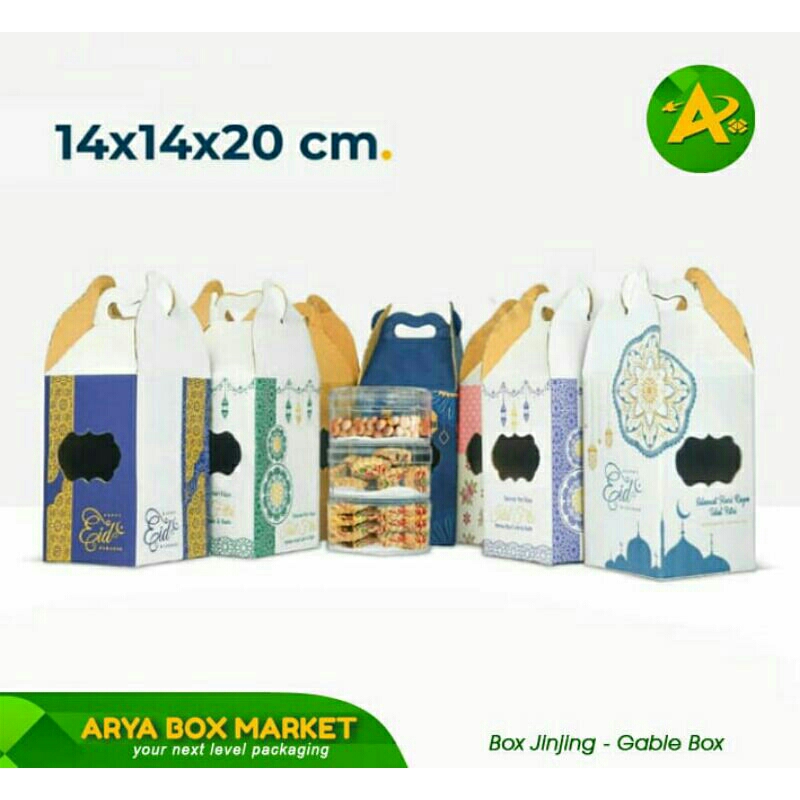 

Box Jinjing 14x14x20cm IDUL FITRI KUKER 250gr Isi 4 Toples Kardus/Kemasan kue