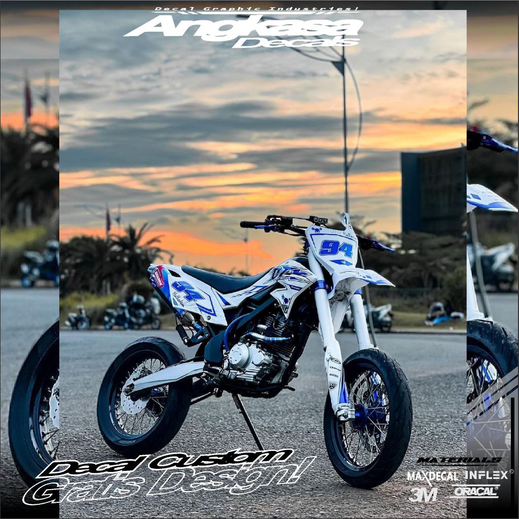 DECAL STIKER MOTIF TERBARU KLX DTRACKER SIMPEL PUTIH BIRU