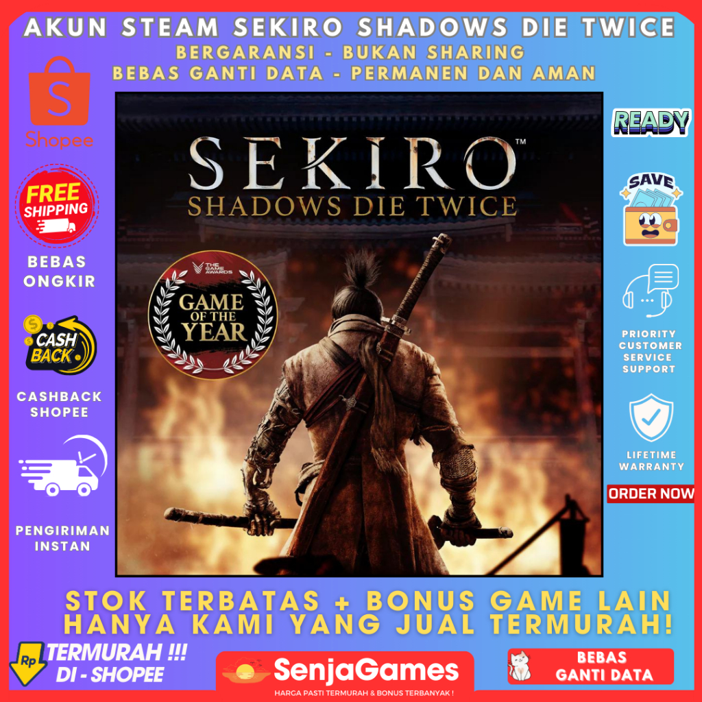 AKUN STEAM ISI GAME SEKIRO SHADOWS DIE TWICE BEBAS GANTI DATA + BONUS GAME TERMURAH DI SHOPEE