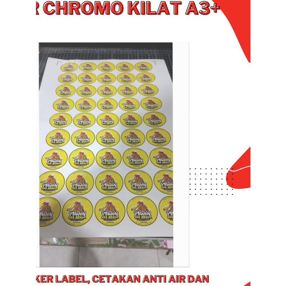 

Stiker Chromo Kilat Label Produk dan Segel Toples A3+ Cutting