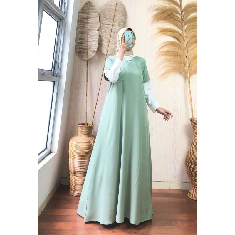 gamis dress overall one set 2pcs inner outer casual santai jalan lucu keren cantik simple simpel ade