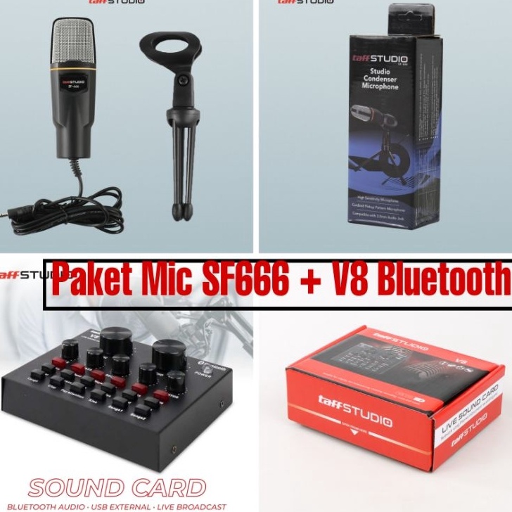 Potongan Paket V8 PRO dengan Mikrofon SF666 Sound card live V8 Pro V8s V8 bluetooth