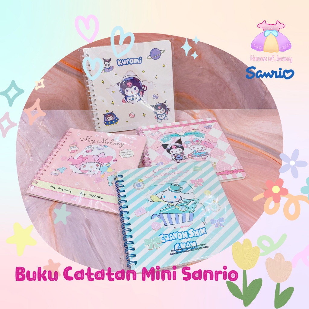 

Buku Catatan Mini Sanrio Ukuran 15x15cm Buku Catatan Journaling My Melody Kuromi Cinamoroll