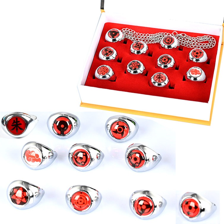 Figure Cincin Sharingan Ring Set 10 Pc Figure Naruto Cincin Naruto New Limited Edition