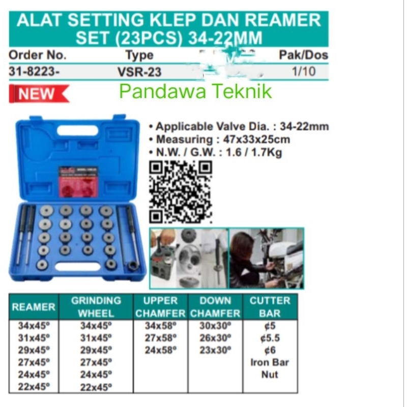 Alat seting klep dan reamer