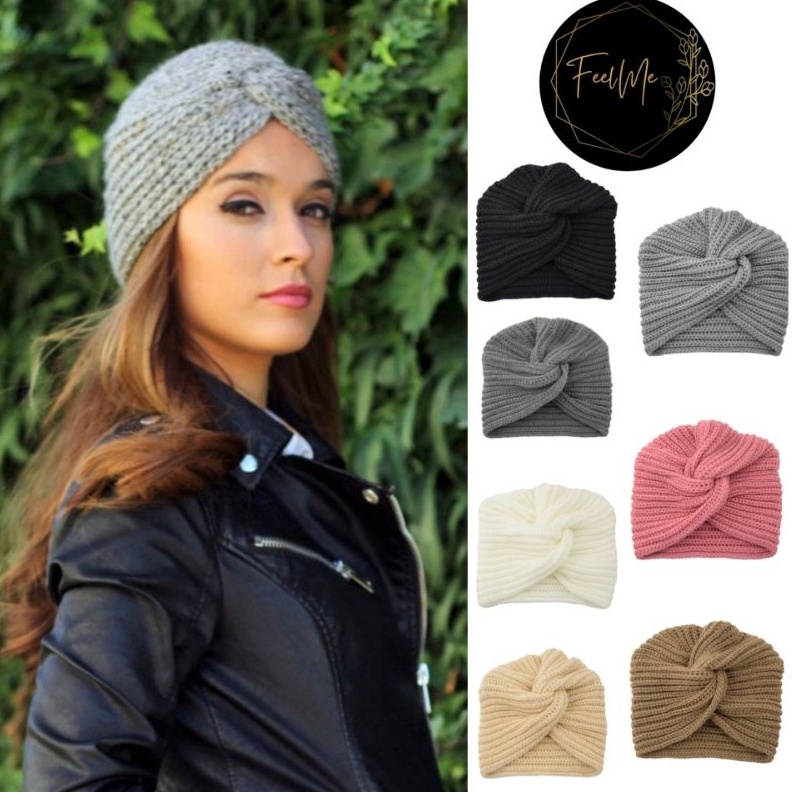 Feelme KK239 Premium Turban Rajut Twist Headband Turban Instan Bandana Bando e R3L4