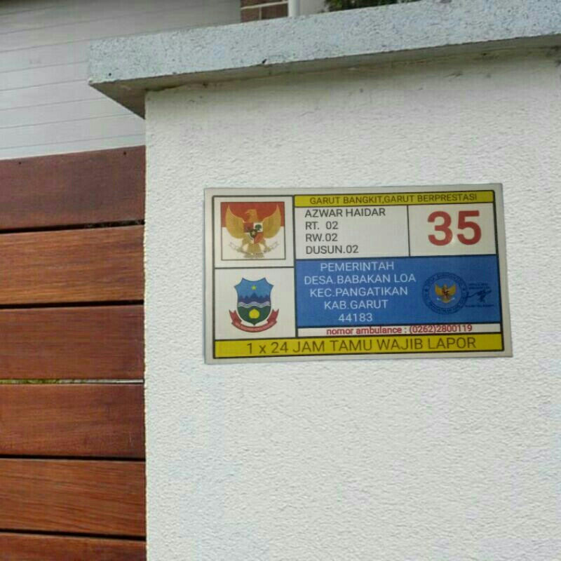 Plat nomor rumah seng alumunium