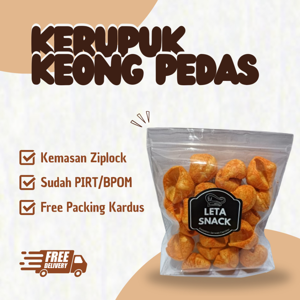 

[LETA SNACK] Kerupuk Keong Pedas 500 gram / Kerupuk Keong / Kerupuk Pedas / Keong Pedas / Cemilan Murah