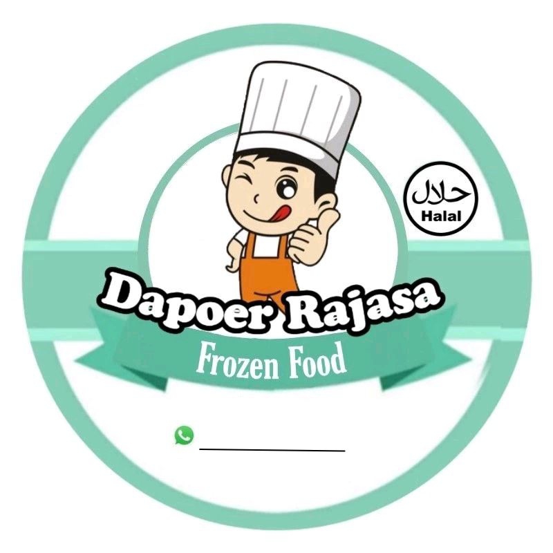 

(MINIMAL ORDER 100 PCS) STIKER PRODUK MAKANAN, CEMILAN, FROZEN FOOD MOTIF CHEF HIJAU