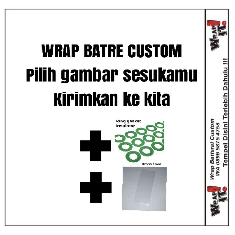 wrap batre 18650 custom desain sesukamu