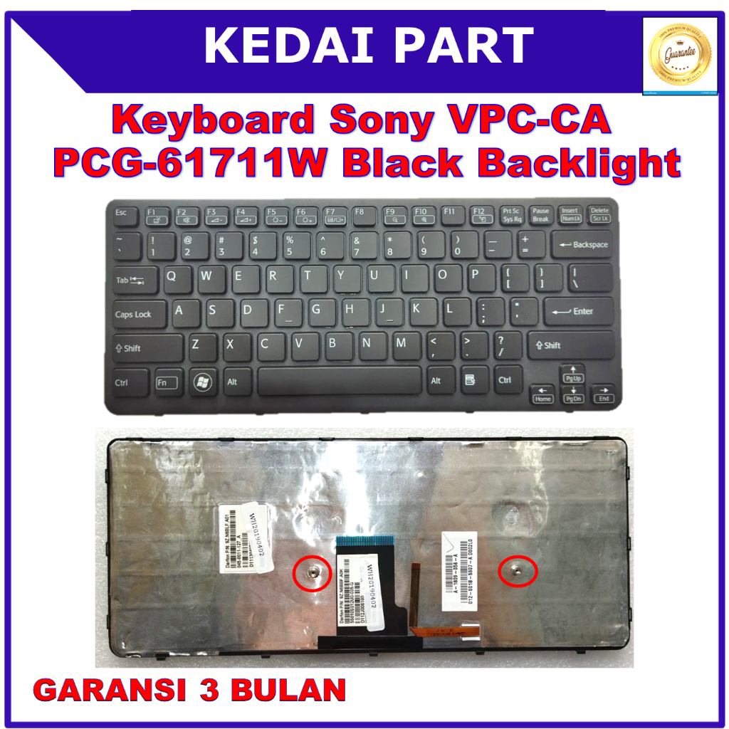 Keyboard Sony VPC-CA VPC-CA15FF VPC-CA16FH VPC-CA190X Black Backlight