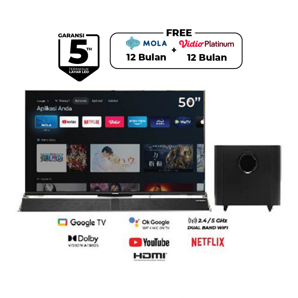 LED POLYTRON PLD 50BUG5959 / POLYTRON SMART CINEMAX 4K UHD SOUNDBAR GOOGLE TV PLD 50BUG5959 [50 INCH]