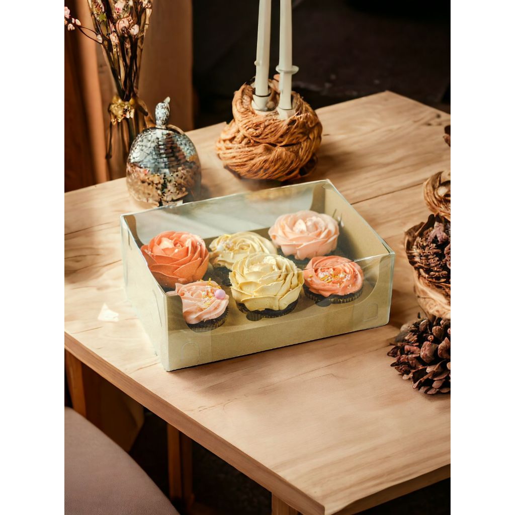 

10PCS - WB241709 B - Dus Cupcake / Box kue model Mika Cupcake isi 6 + Insert