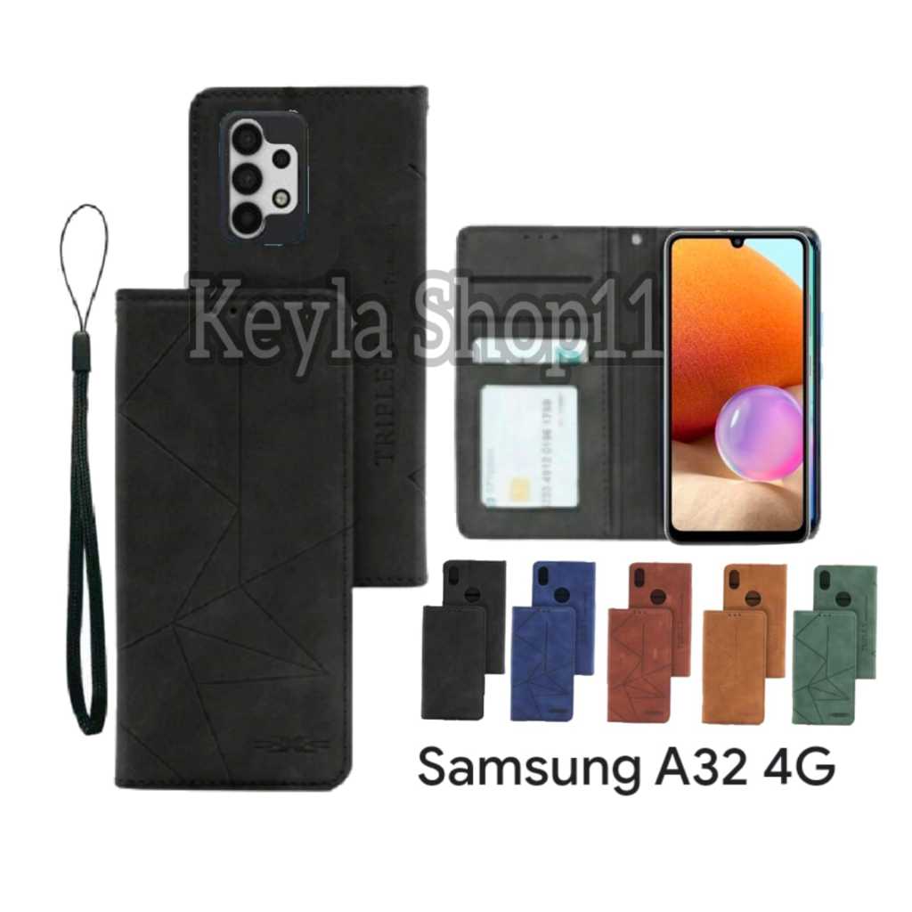 Case For Samsung Galaxy A32 4G Flip Cover Leather Premium Casing Dompet Magnet Kulit Casing HP