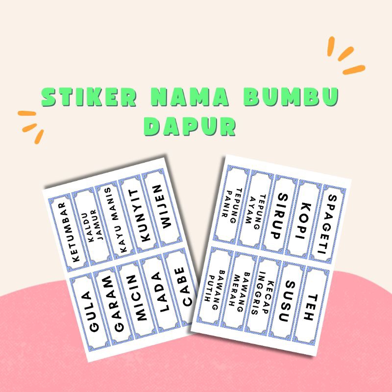 

stiker / label bumbu dapur ukuran A6 ( 14,8 cm x 10,5 cm )