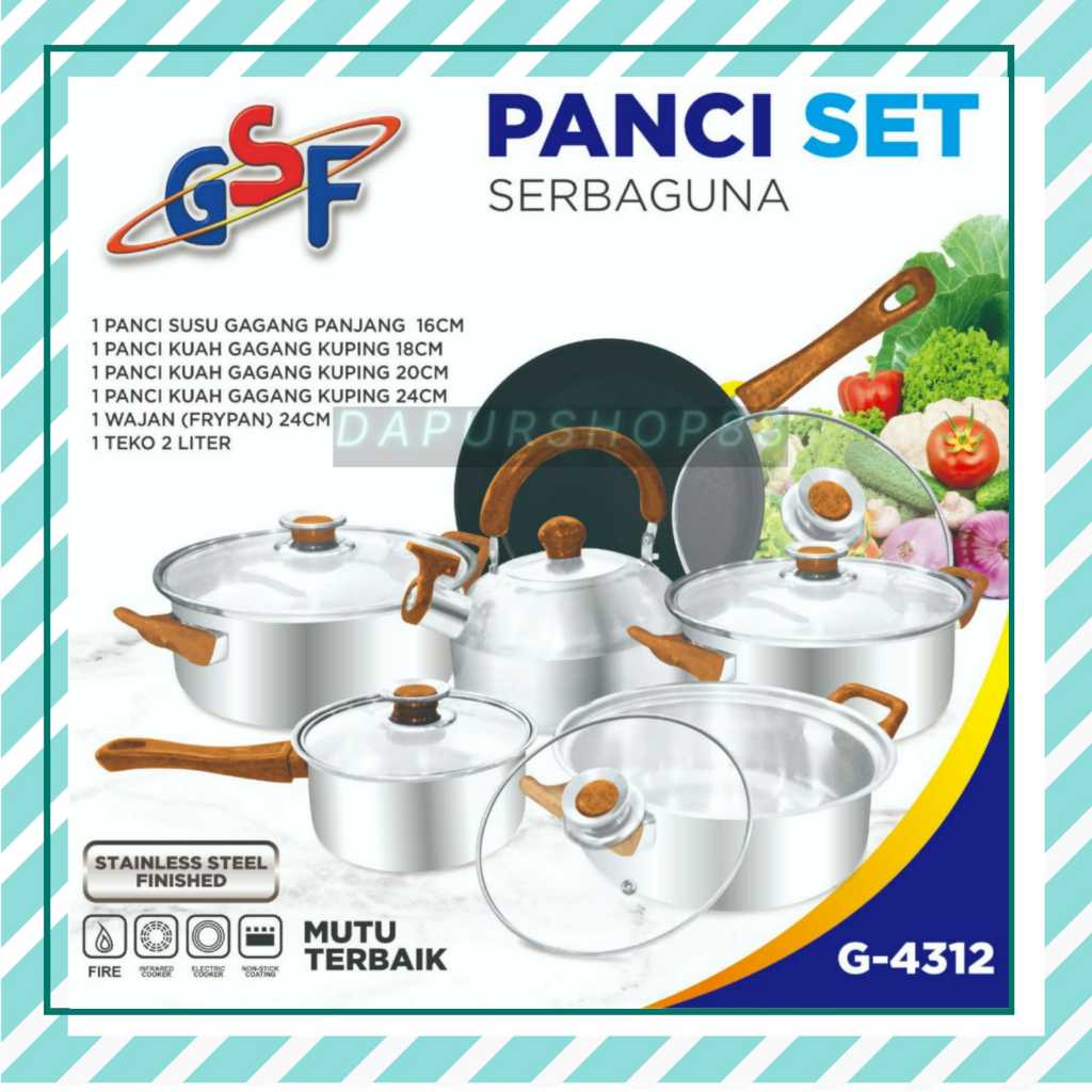 PANCI SET GSF G-4312 / PANCI SET SERBAGUNA 12PCS GSF G 4312 / PANCI WAJAN TEKO SET 12 PCS STAINLESS 