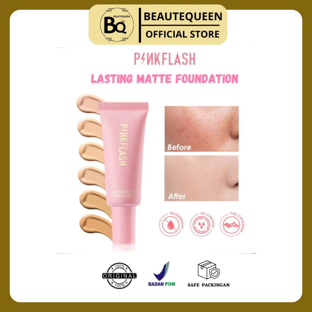 PinkFlash (F03) FAUNDATION Lasting Matte Foundation PinkFlash Foundation Pink Flash Alas Bedak PinkF