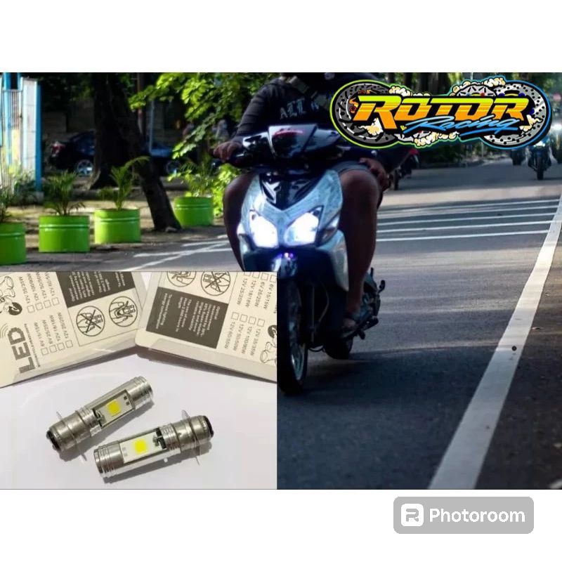 Lampu depan motor variasi bebek matic led nyala putih soket h6 pnp vario 110 karbu lama harga sepasa