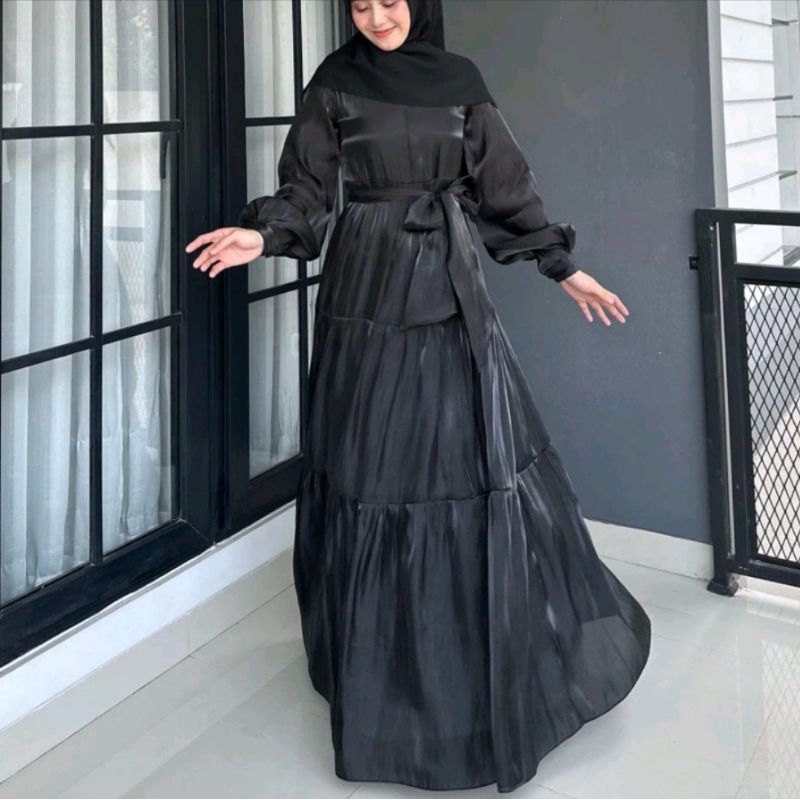 Shimmer Dress Original ZAI Muslim Wear (Black/Hitam)