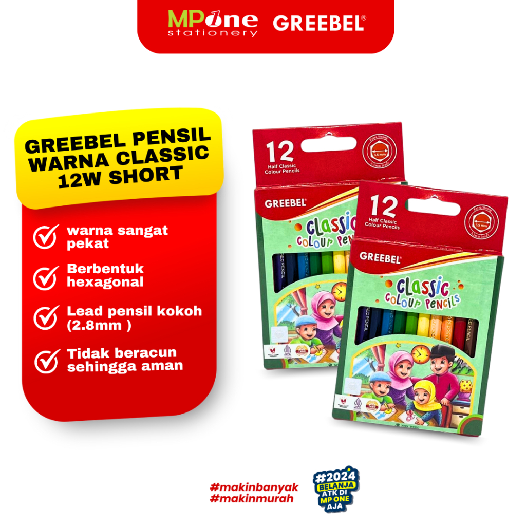 

Greebel Pensil Warna Classic Colour 12 Warna Ukuran Pendek / Classic Colour Pencils 12w Short Greebel 33012 H