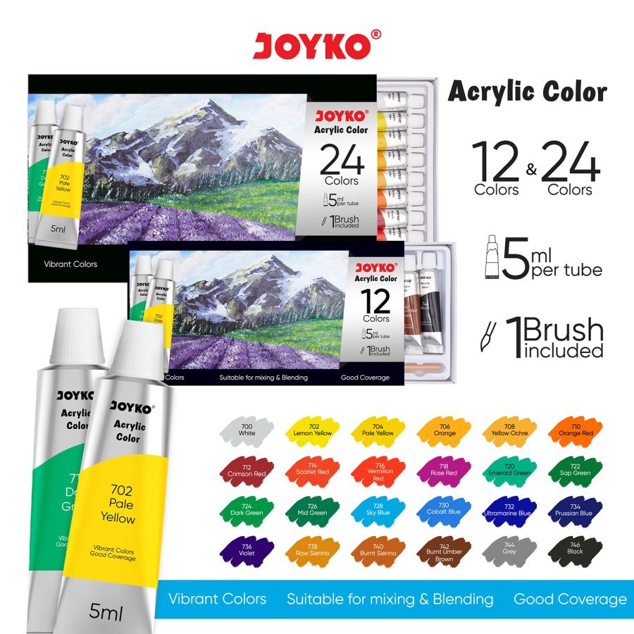 

Cat Akrilik Acrylic Color Joyko ACC-5ML 12-24 Warna