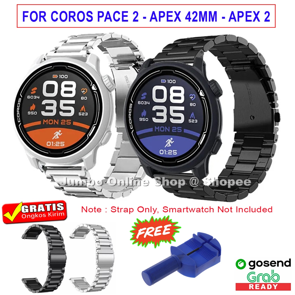 STAINLESS STEEL METAL STRAP FOR COROS PACE 2 - COROS APEX 42MM - COROS APEX 2 - TALI JAM RANTAI 20MM
