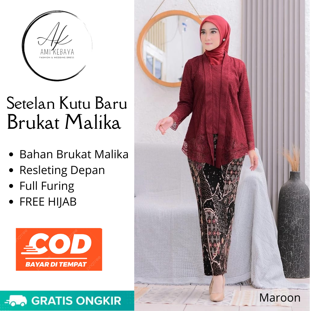 TERLARIS Setelan Kebaya Kutu Baru Free Hijab Kebaya Brukat Malika Brukat Kebaya Wisuda Kebaya