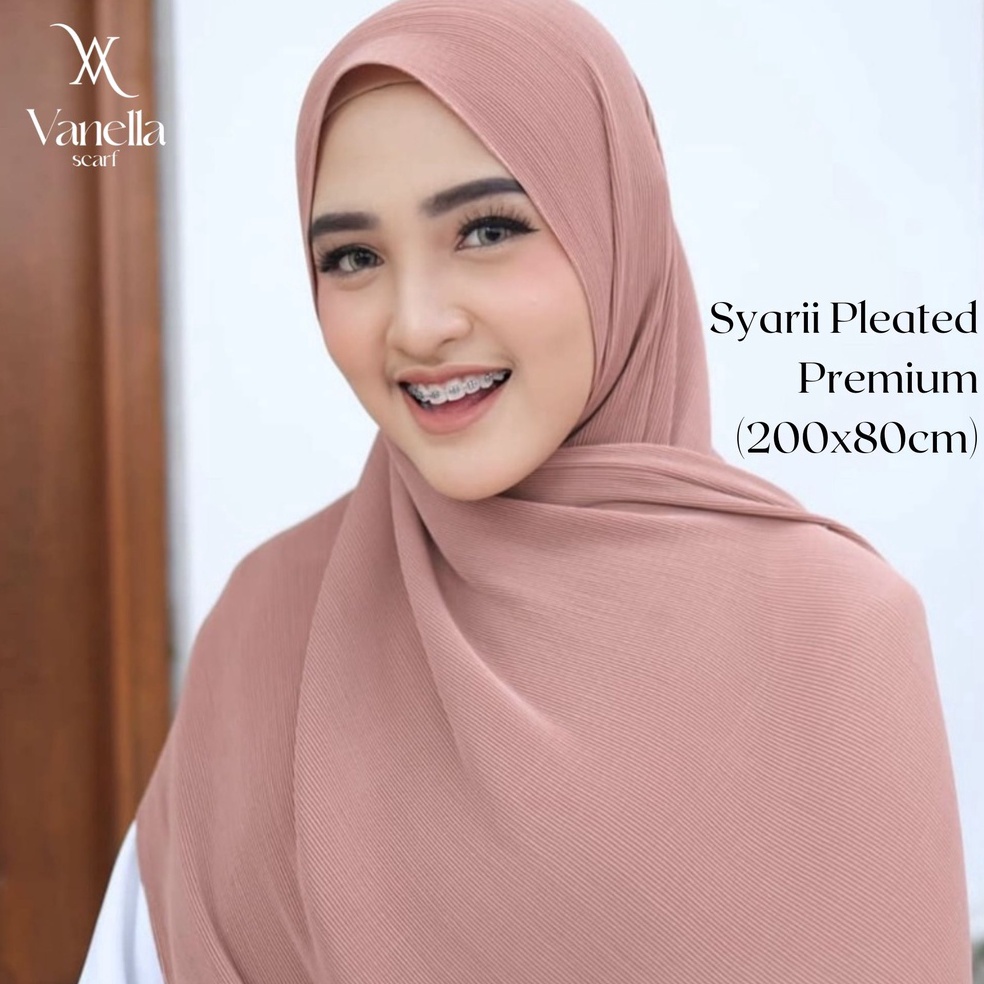 Langsung Order SYARII Syari Pleated Shawl Pashmina Plisket JUMBO hijab menutup dada