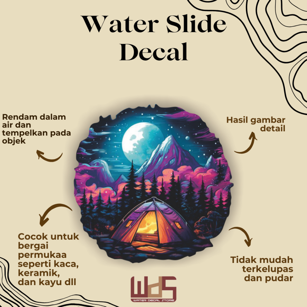 

WATER SLIDE DECAL CAMPING / DECAL AIR / STIKER AIR / MERCHANDISE