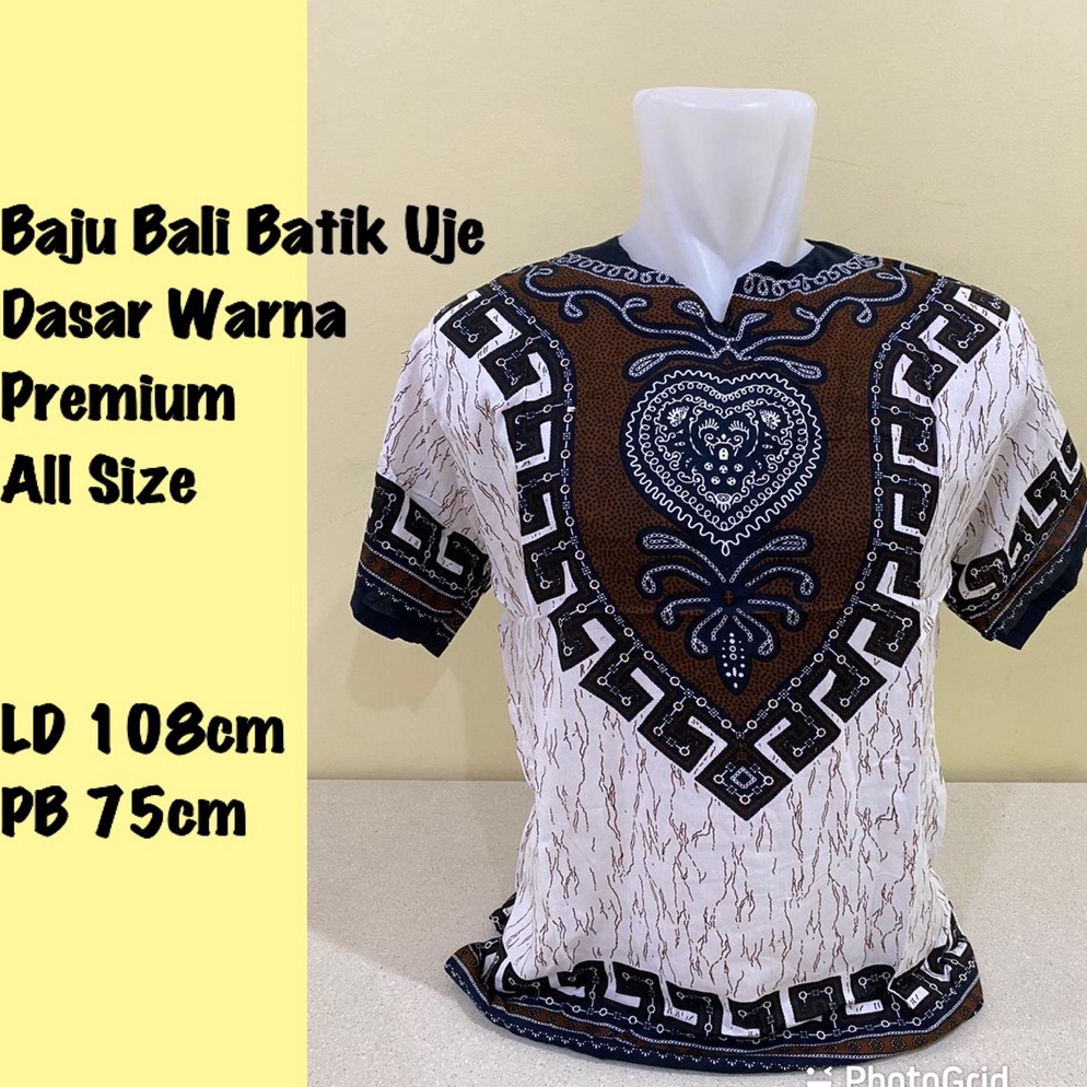Modern BAJU BATIK UJE BANGKOK DASAR PUTIH PREMIUM XL