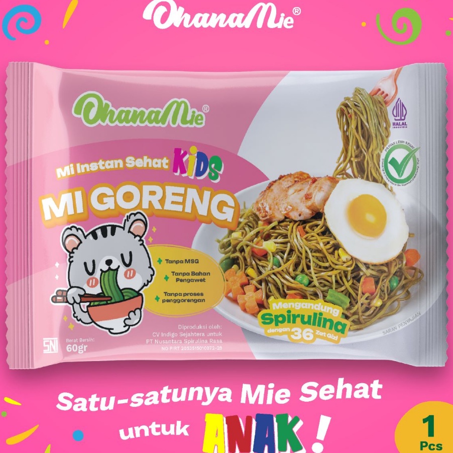 

Terlaku Mie Instan Goreng Anak Sehat Spirulina Non MSG Ohana Mie 1 pcs