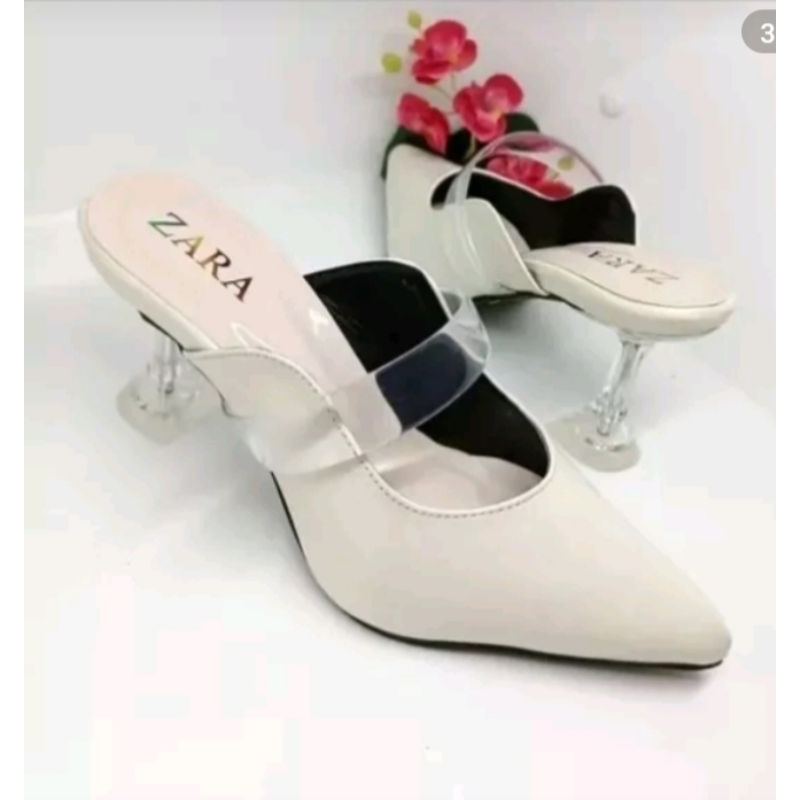 sandal heels bapau kaca 7 cm