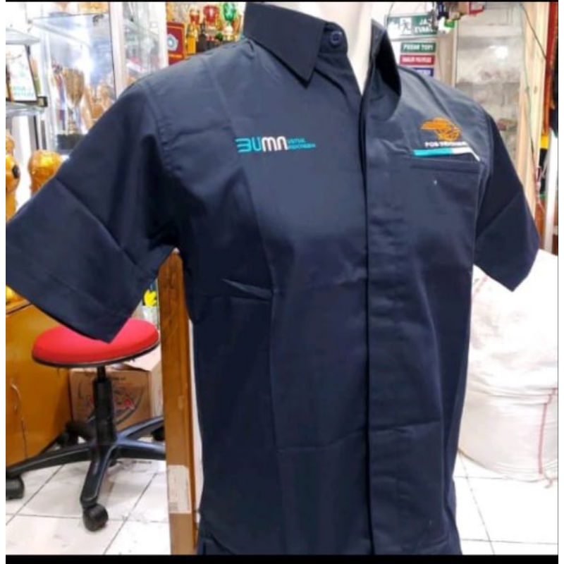 KEMEJA POS INDONESIA BORDIRAN OREN