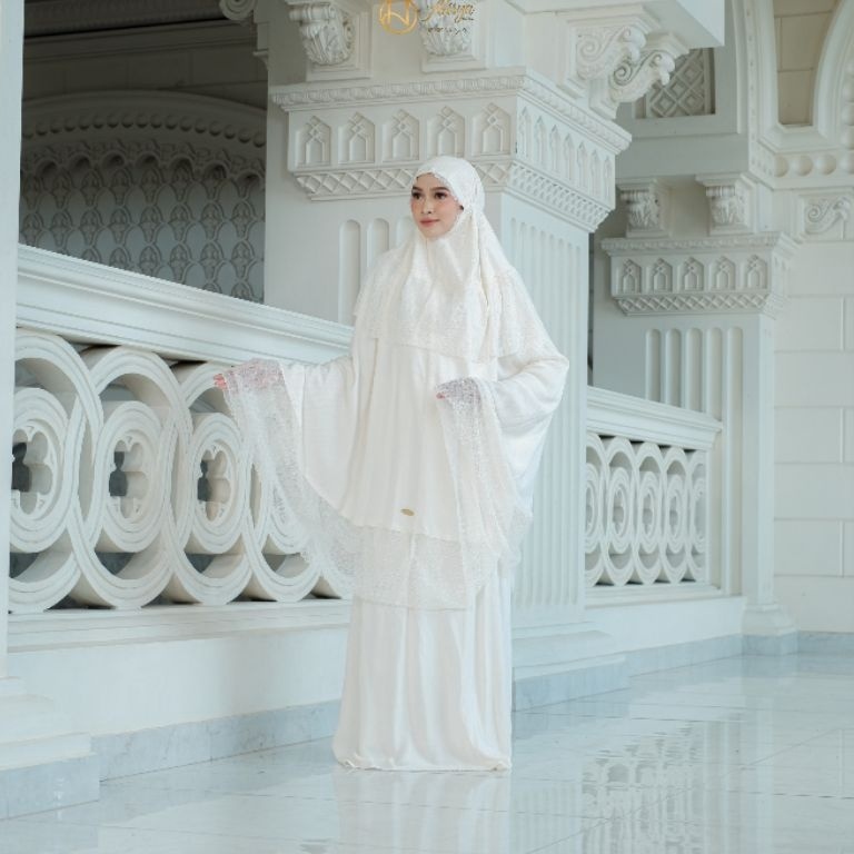 ART S42W Mukena Silk Premium lylia Lace Series Alisya By Olive  Mukena Dewasa Luxary Lux Mewah  Hamp