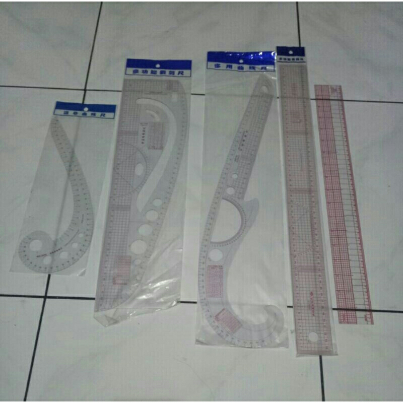 

Penggaris pola jahit bahan acrylic isi 6 pcs