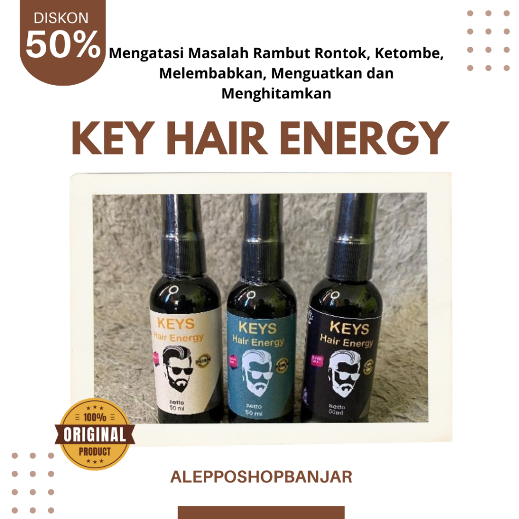 Alepposhop - Minyak Rambut Pria Wanita Untuk Rambut Mengembang Merk Key Hair Energy 50ML Pelembab Ra