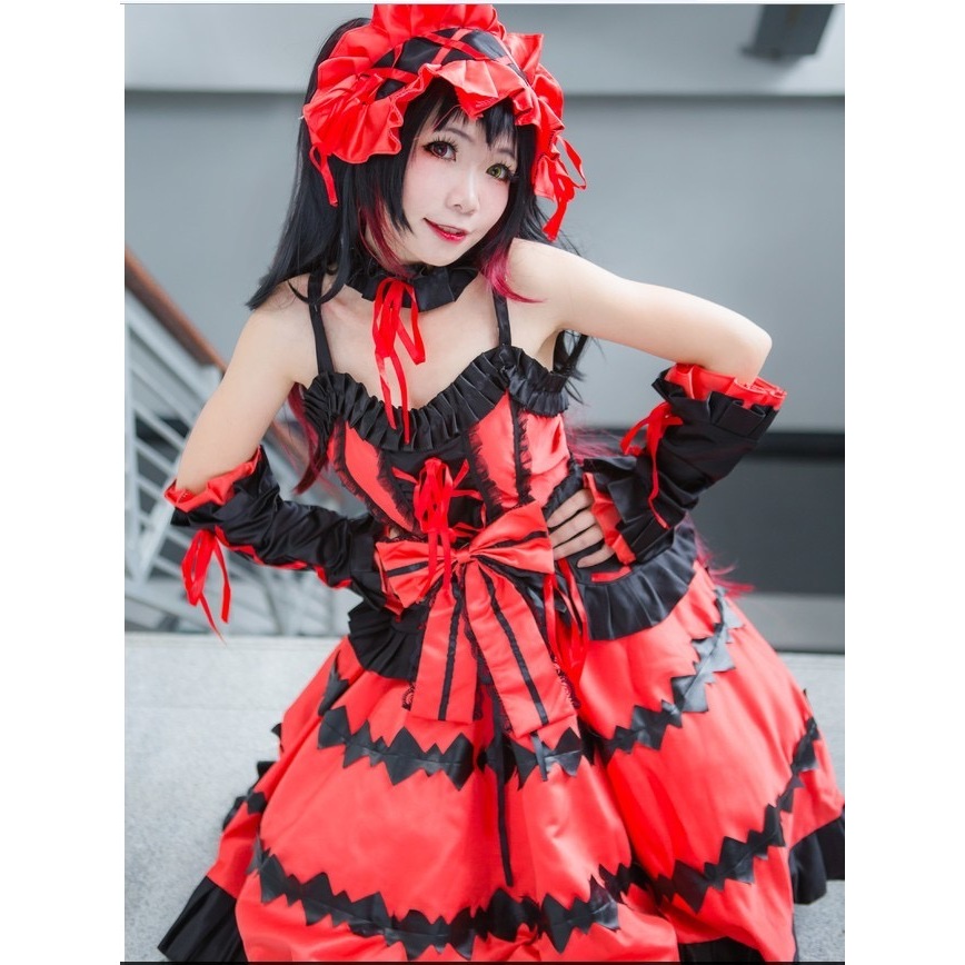 Kurumi Tokisaki Cosplay Costume Nightmare Date A Live Halloween Full Set Wig Lolita Dress